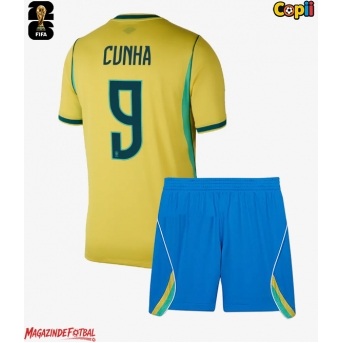 Brazilia Matheus Cunha #9 Echipament de Fotbal Replică Mondial 2026 Copii Acasa (+ Șorturi)